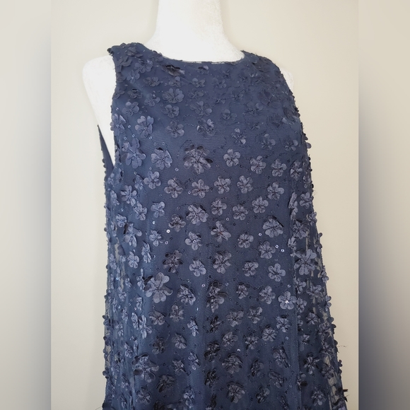 Tahari ASL Assymetrical Appliqué Floral Dress - Picture 6 of 15